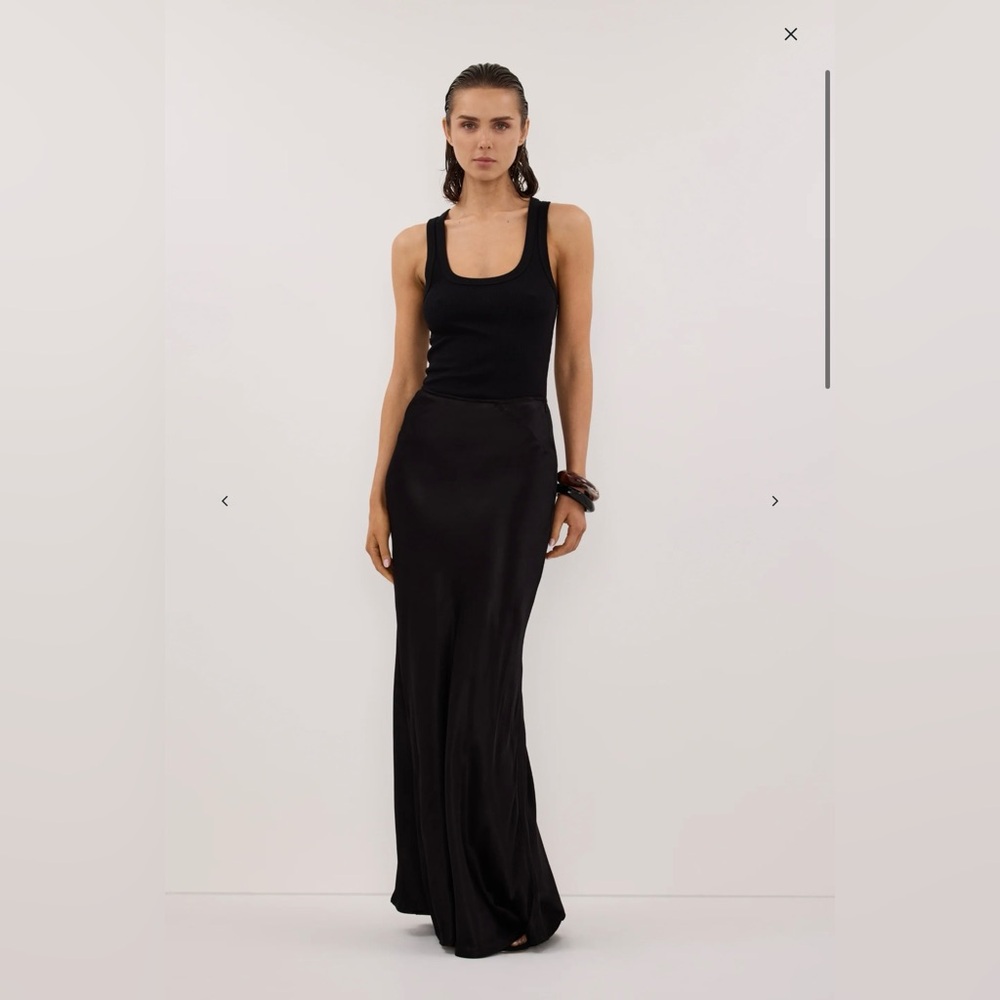 DISSH Charli Black Satin Maxi Skirt
